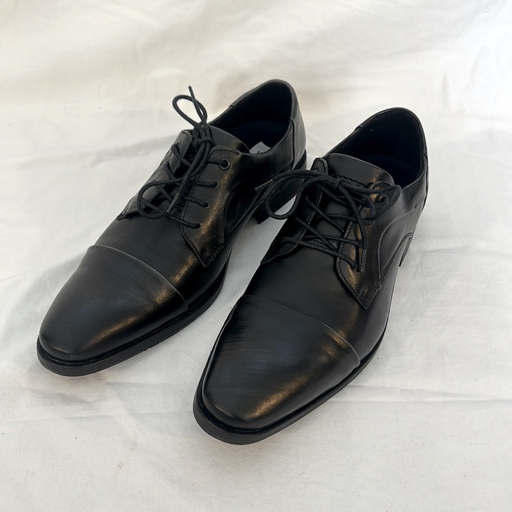 Steve Madden Aqua Black Leather oxfords men's 8 formal footwear dress shoes